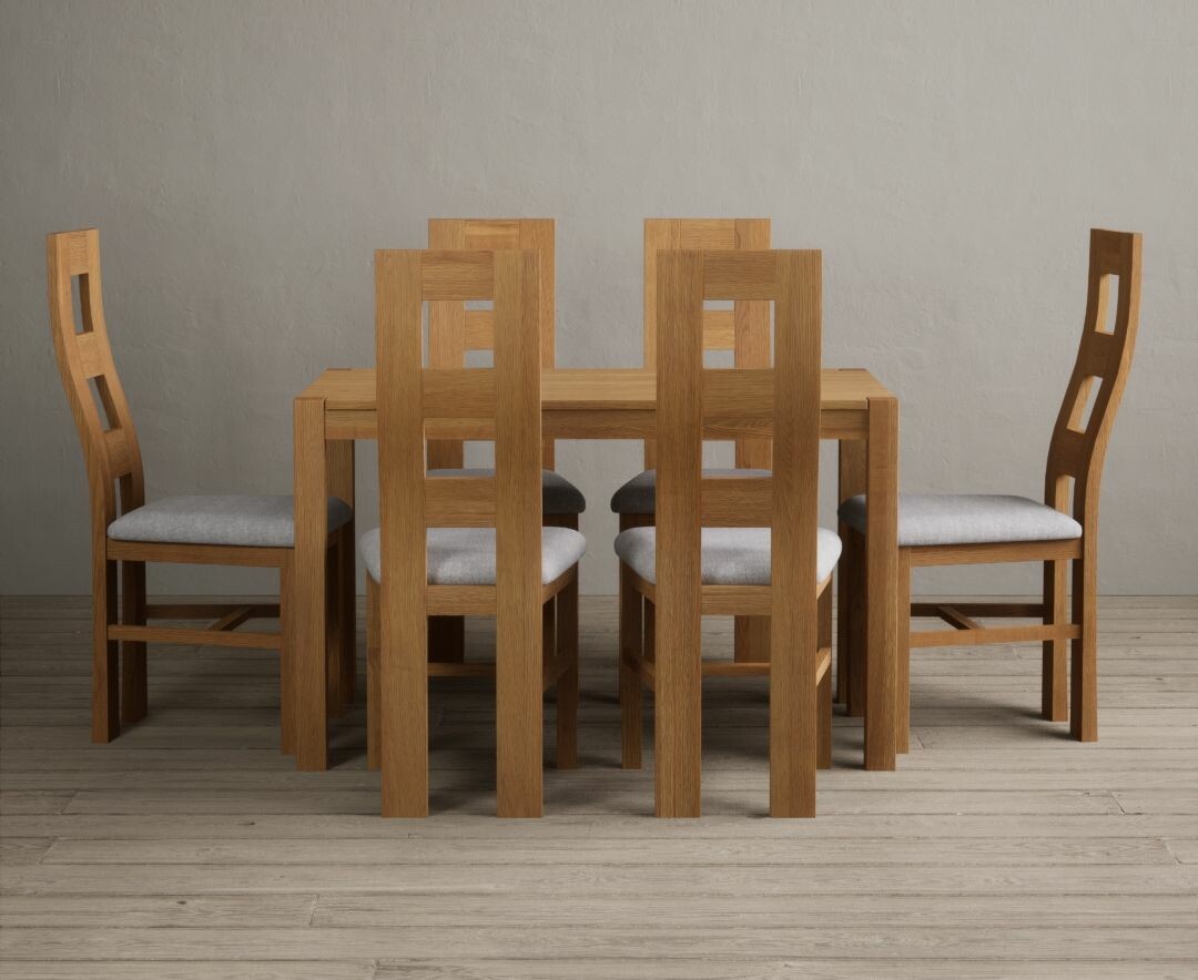 York 120cm Solid Oak Dining Table with 4 Linen Natural Chairs