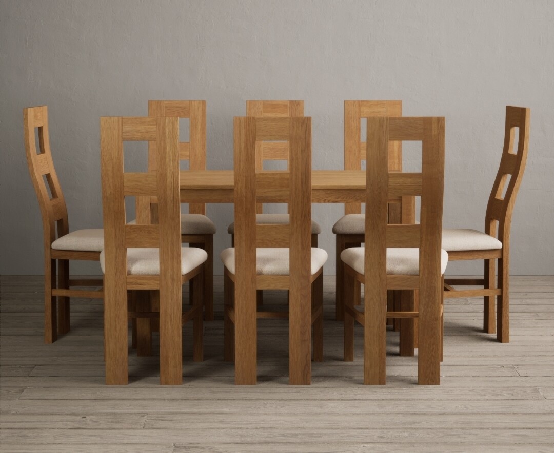 York 150cm Solid Oak Dining Table with 4 Light Grey York Chairs and 2 Oak Benches