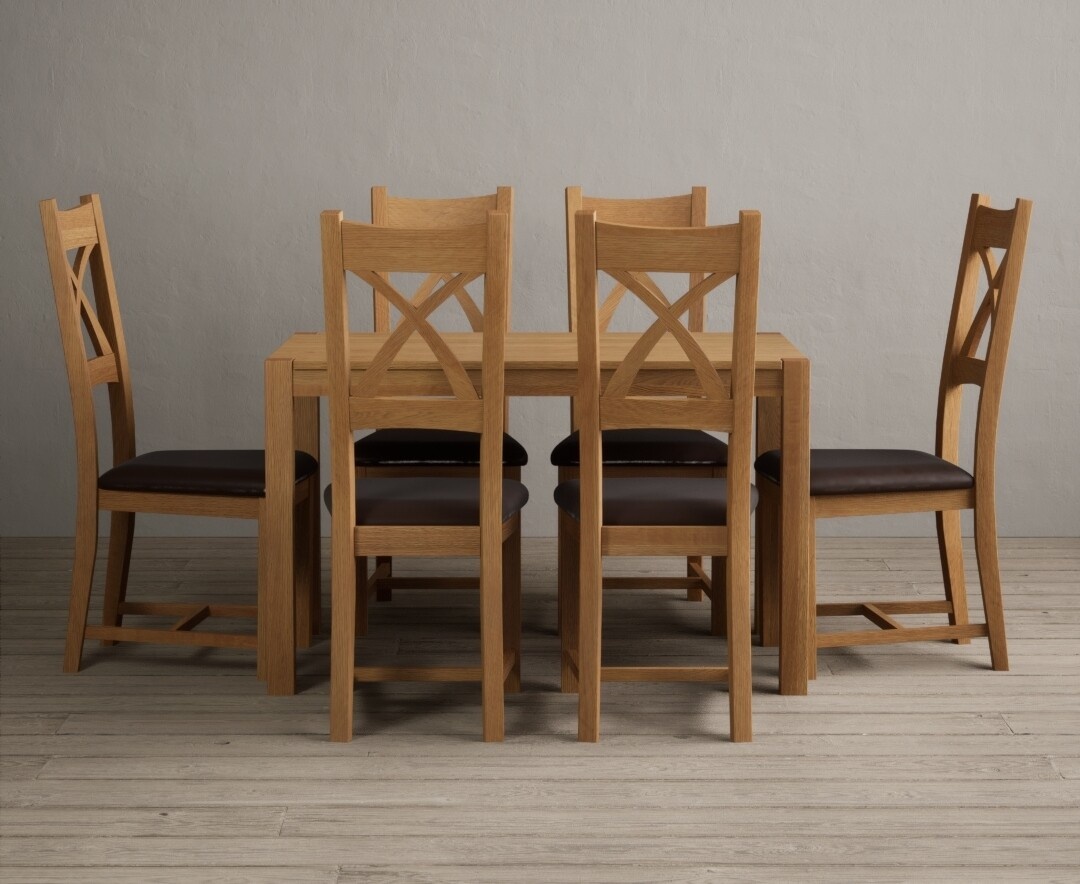 York 120cm Solid Oak Dining Table with 6 Oak Natural Chairs