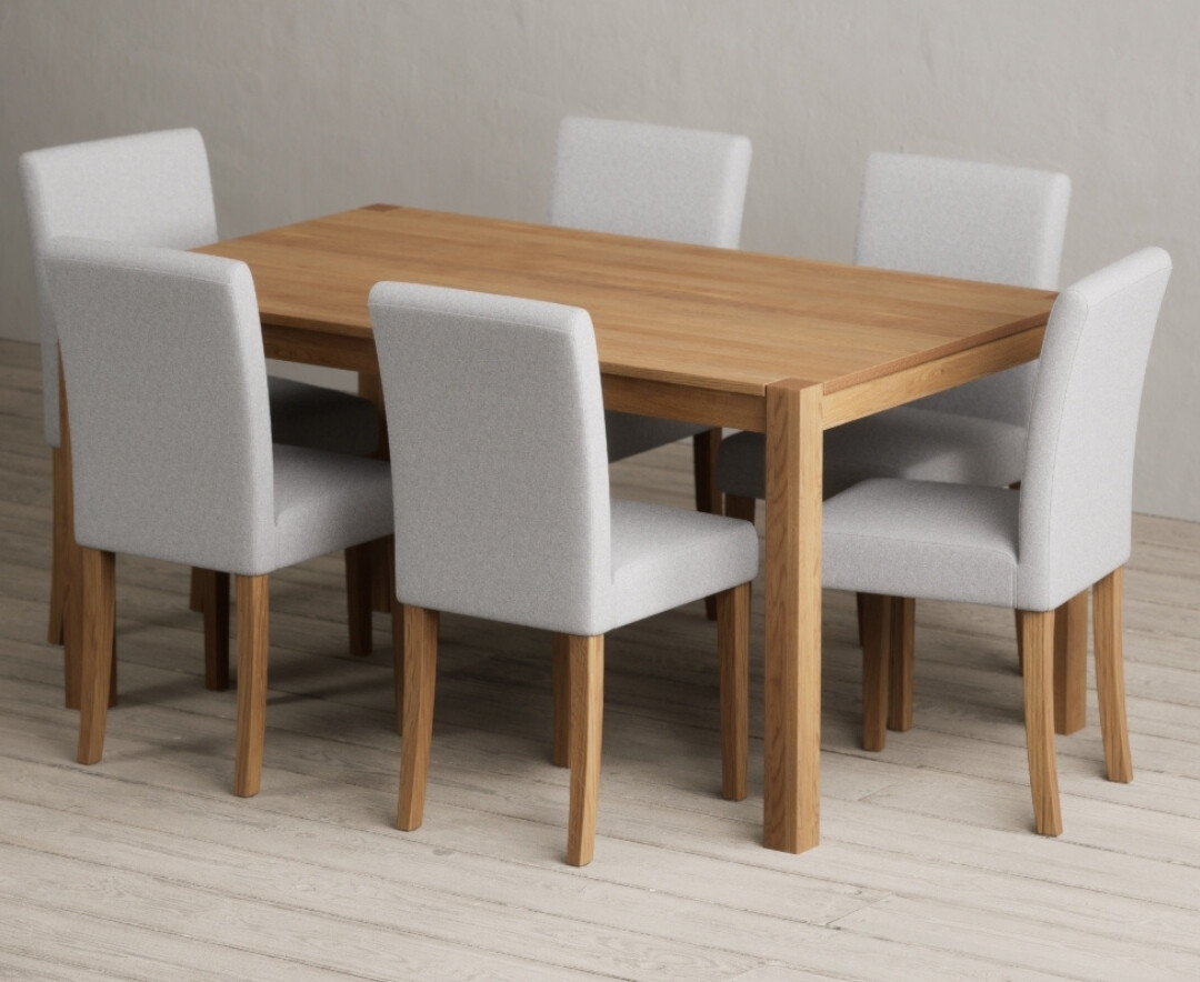 York 150cm Solid Oak Dining Table With 8 Charcoal Lila Chairs