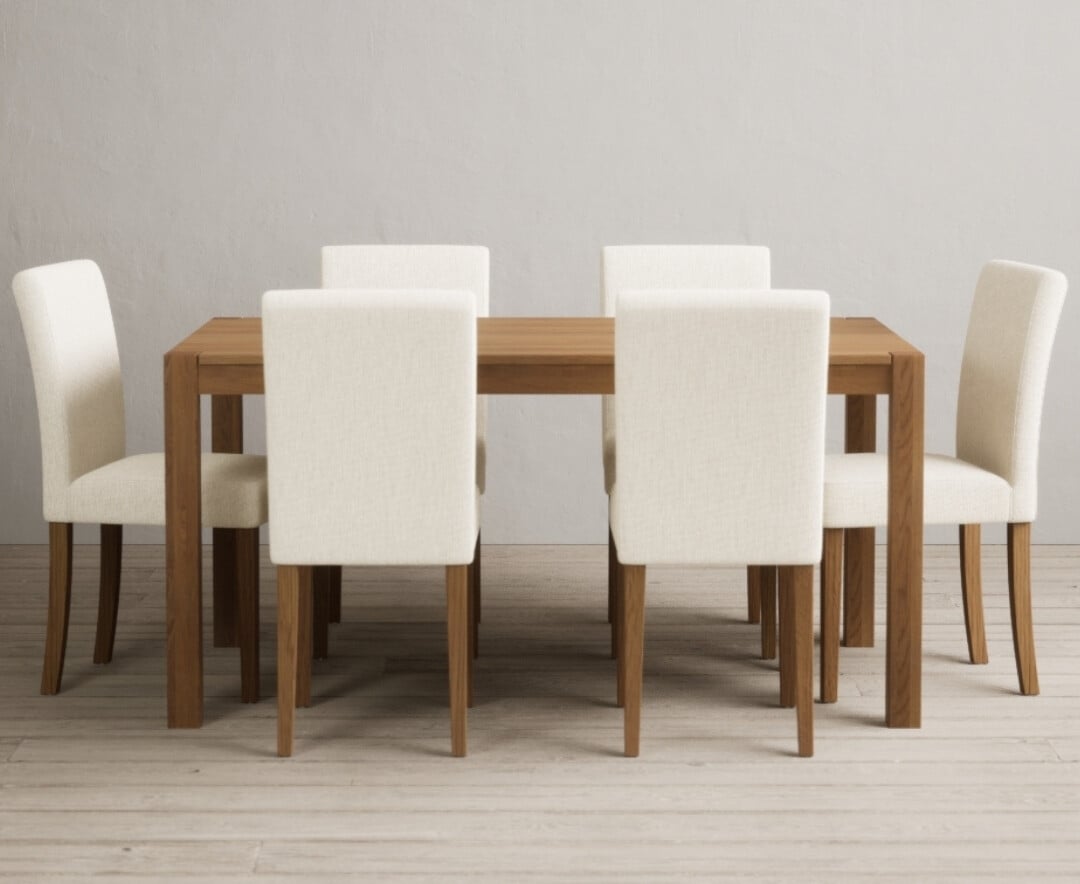 York 150cm Solid Oak Dining Table with 8 Charcoal Lila Chairs