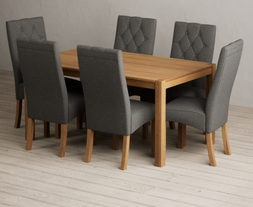 York 150cm Solid Oak Dining Table With 8 Grey Maya Chairs