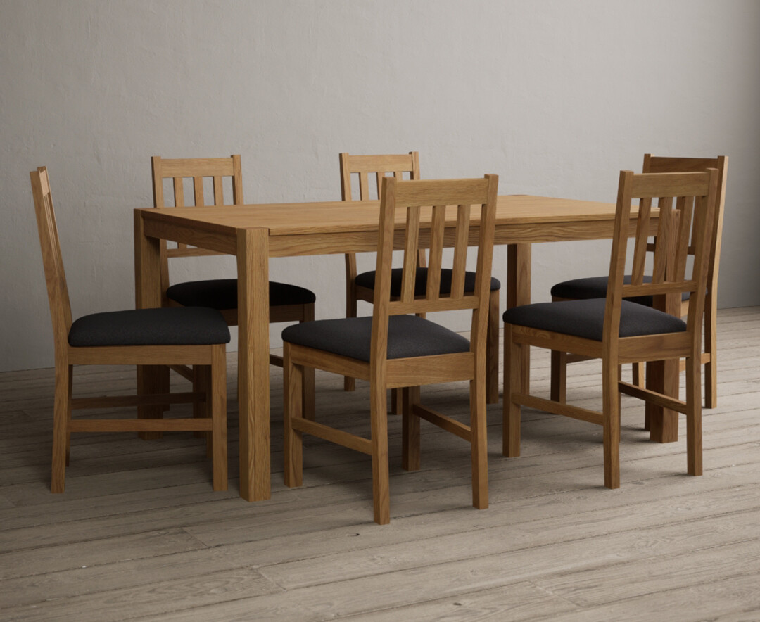 York 150cm Solid Oak Dining Table With 8 Linen York Chairs