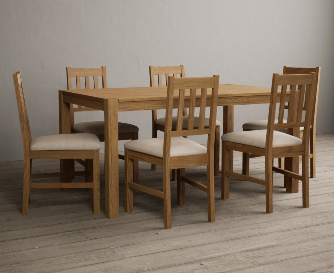 York 150cm Solid Oak Dining Table with 8 Linen York Chairs