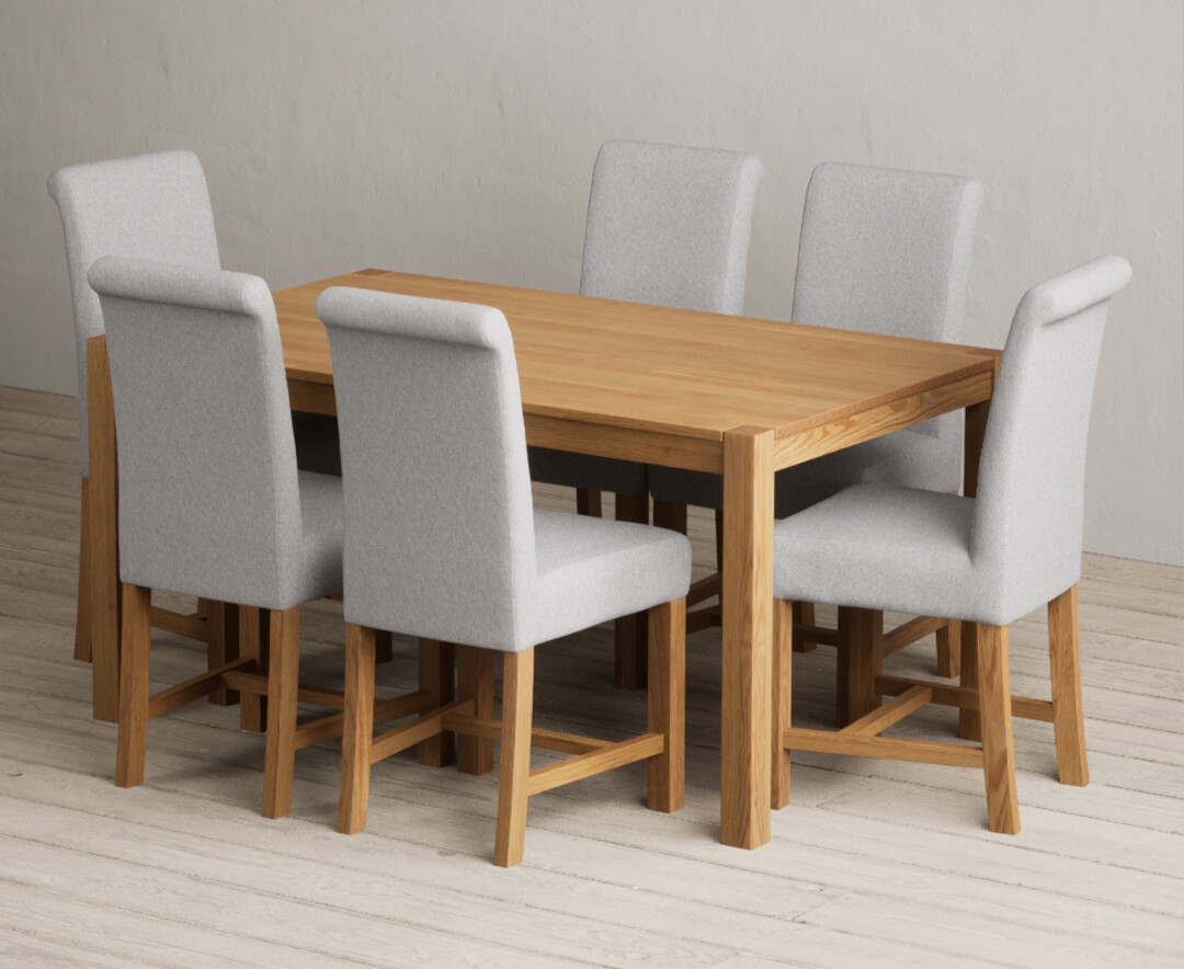York 150cm Solid Oak Dining Table with 8 Natural Braced Chairs