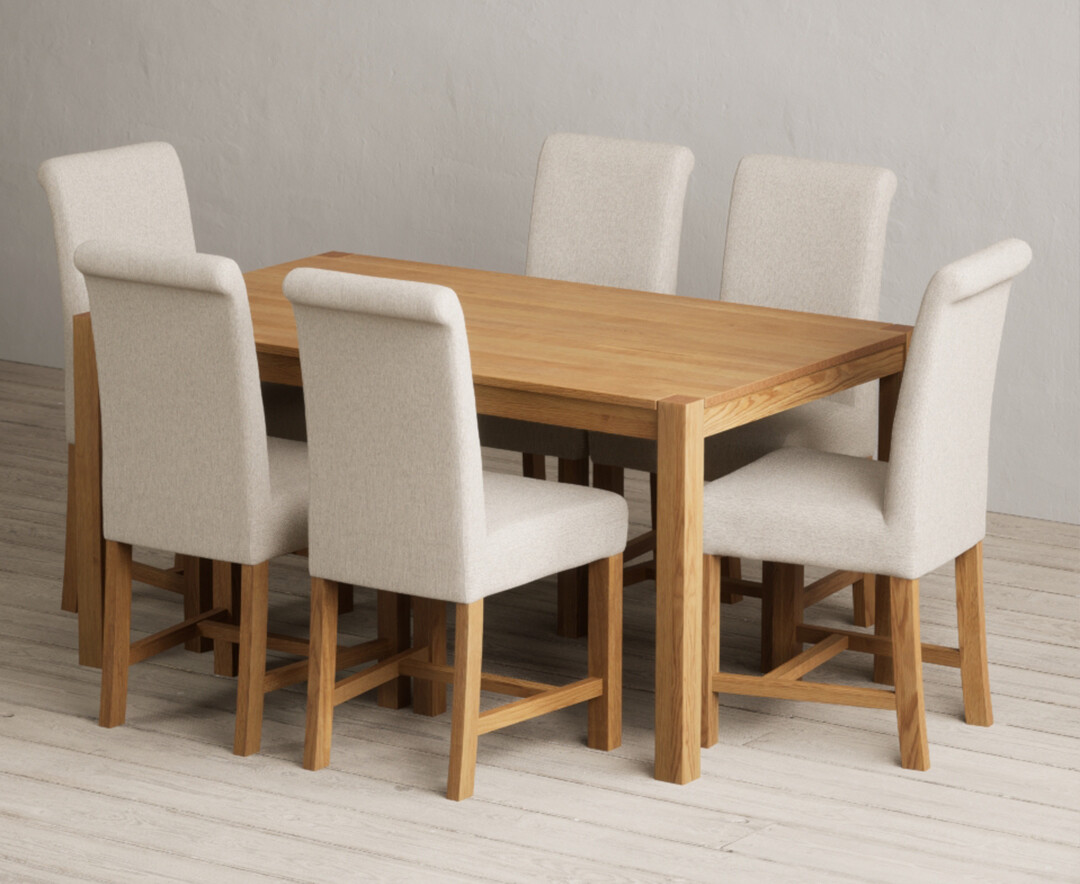 York 150cm Solid Oak Dining Table with 8 Grey Braced Chairs