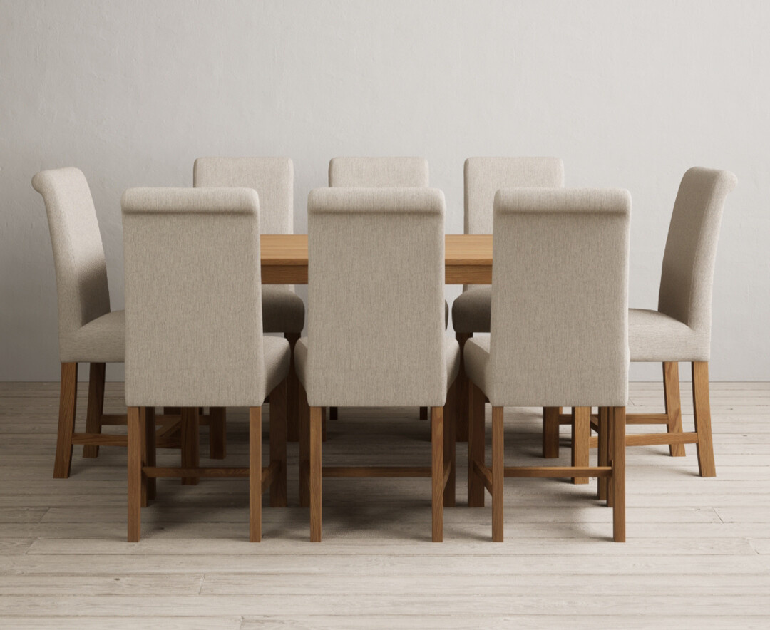 York 150cm Solid Oak Dining Table with 4 Light Grey York Chairs and 2 Oak Benches