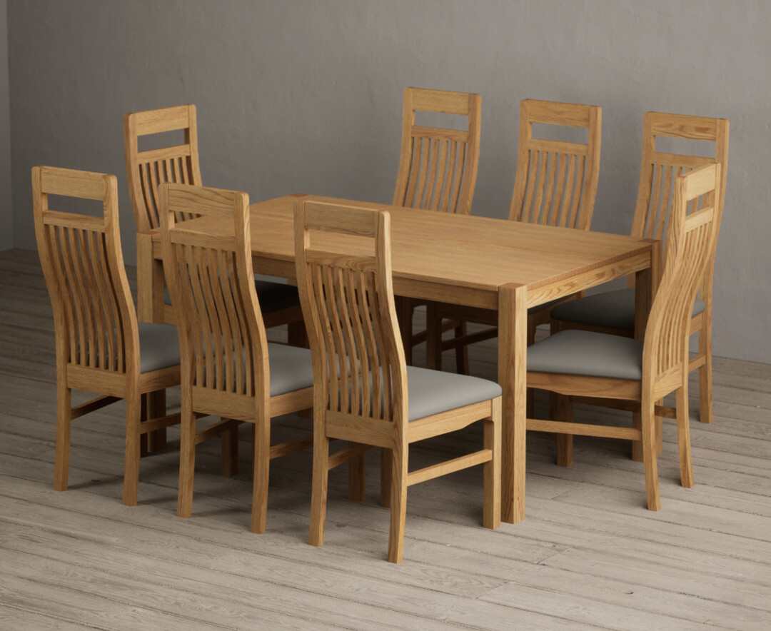 York 150cm Solid Oak Dining Table with 8 Grey Monroe Chairs