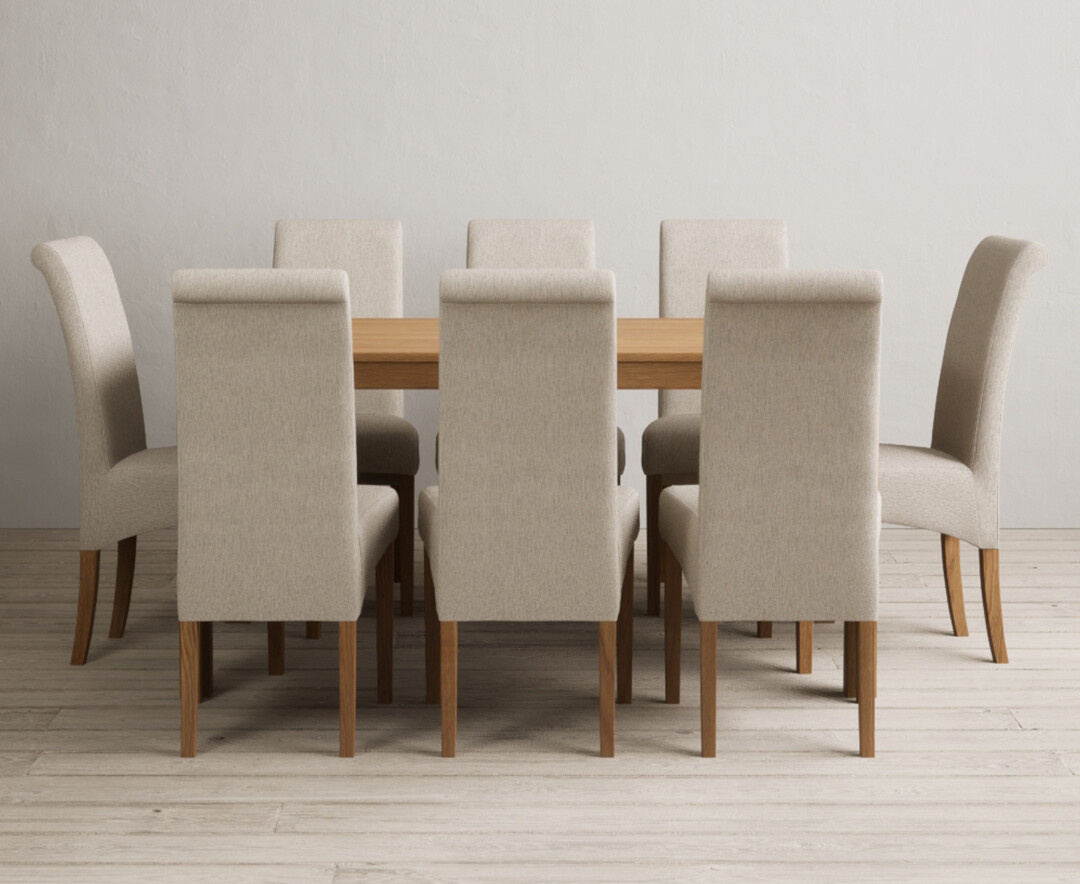 York 150cm Solid Oak Dining Table with 4 Light Grey York Chairs and 2 Oak Benches