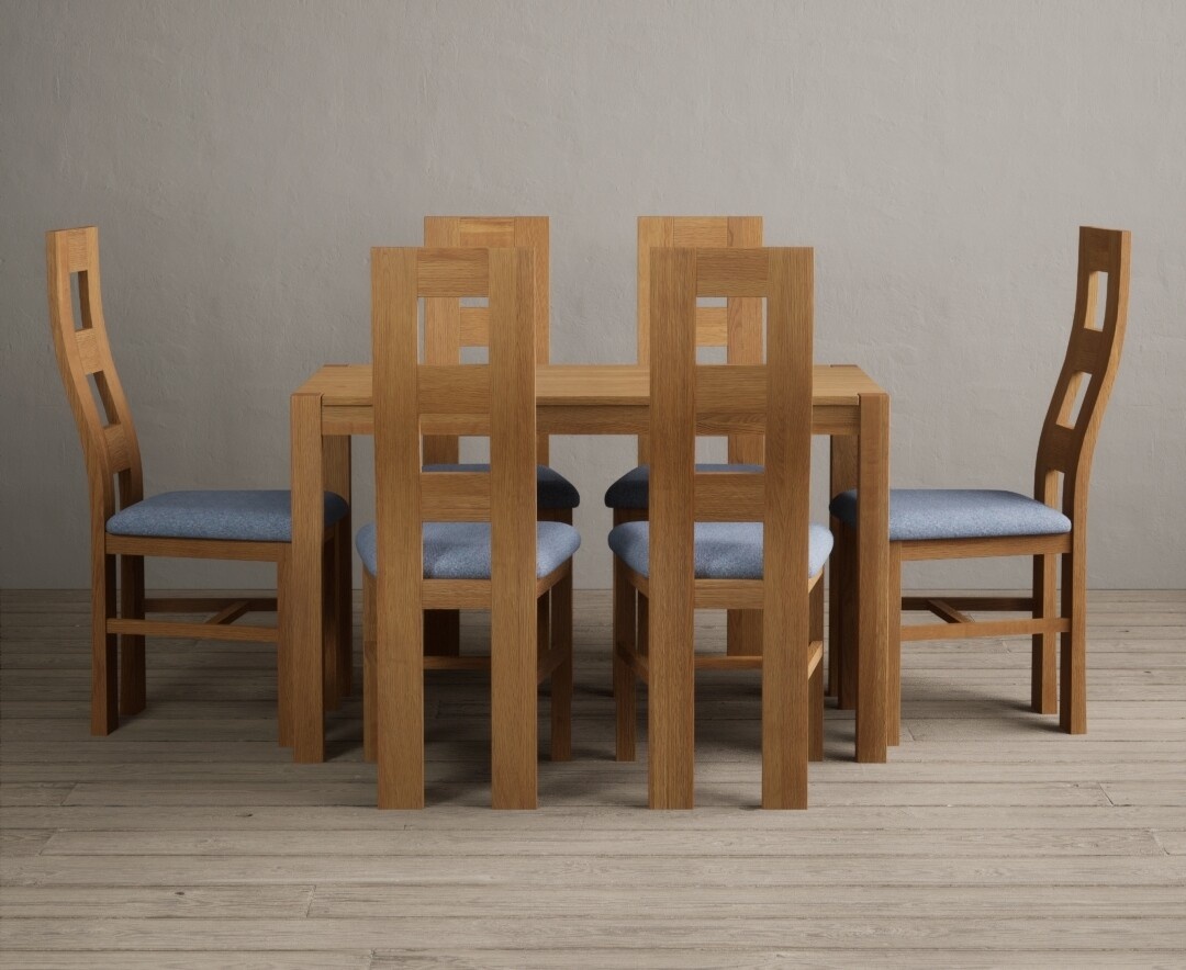 York 150cm Solid Oak Dining Table with 4 Light Grey York Chairs and 2 Oak Benches
