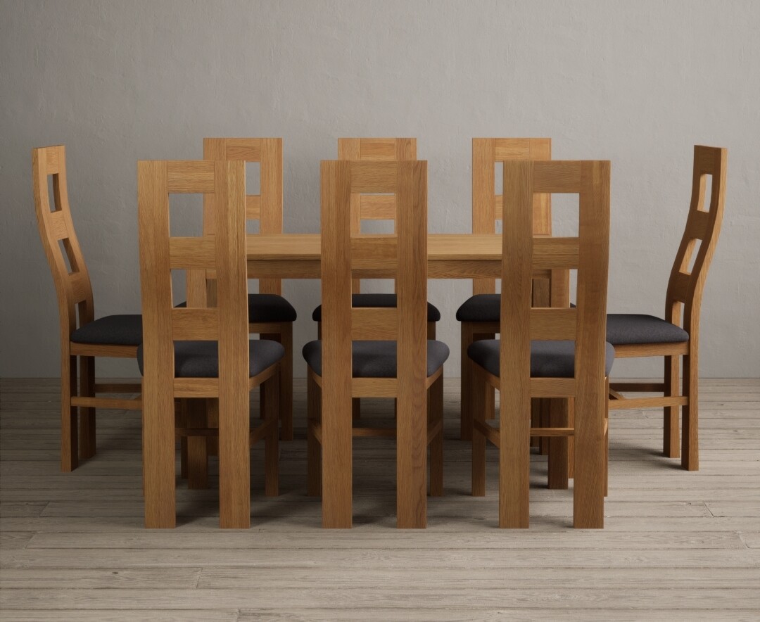 York 150cm Solid Oak Dining Table With 8 Linen Natural Chairs