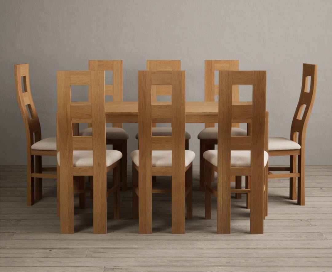 York 150cm Solid Oak Dining Table with 6 Blue Natural Chairs