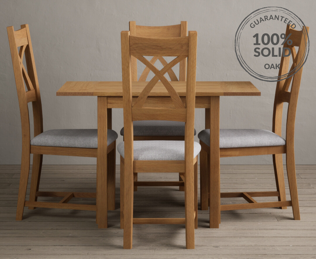Bernini 110cm Glass Dining Table with 4 Grey Vigo Chairs