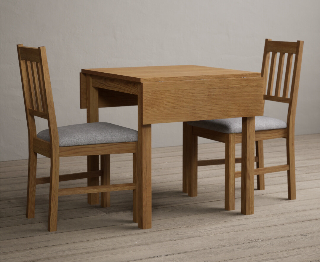 York 150cm Solid Oak Dining Table with 4 Light Grey York Chairs and 2 Oak Benches