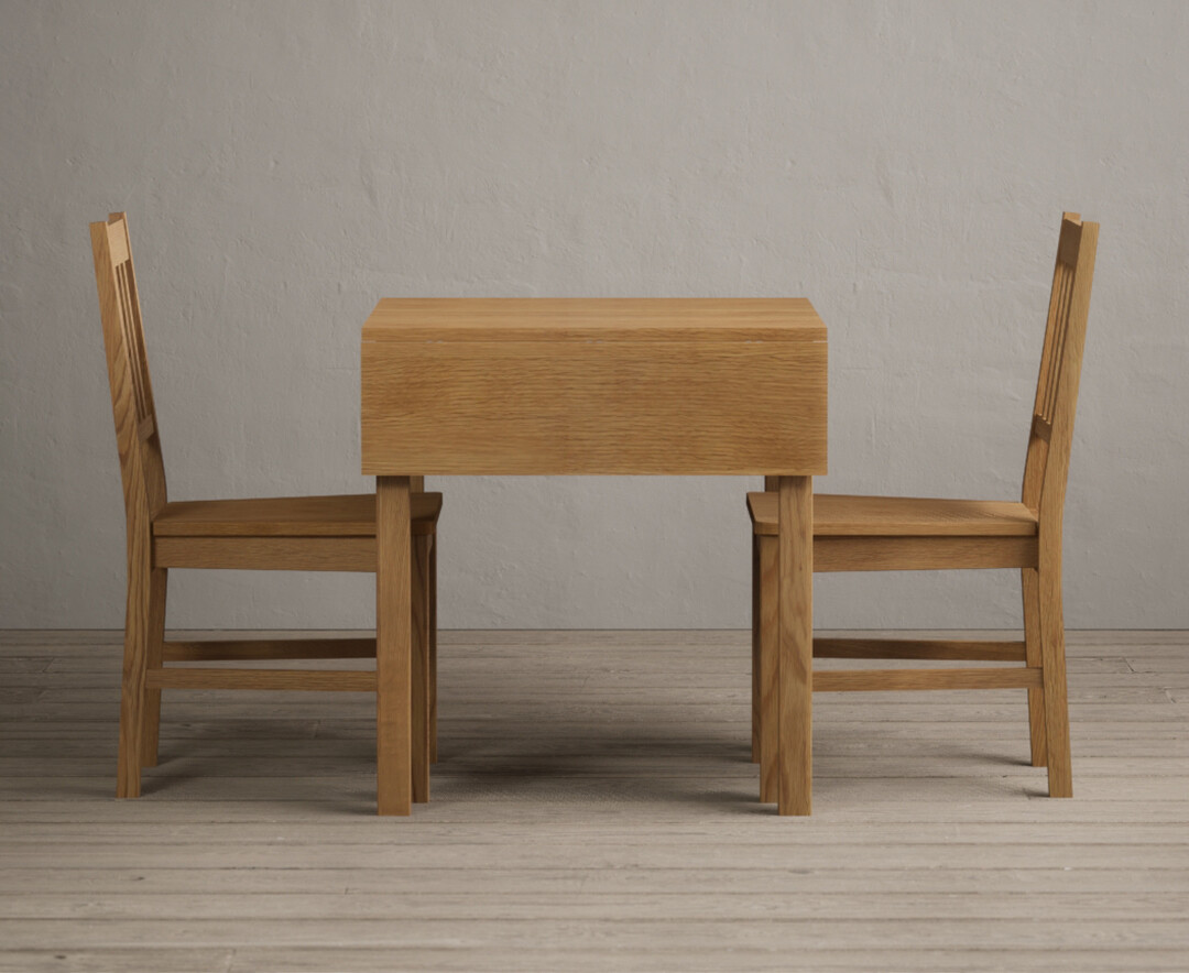 Extending York 70cm Solid Oak Drop Leaf Dining Table with 4 Light Grey York Chairs