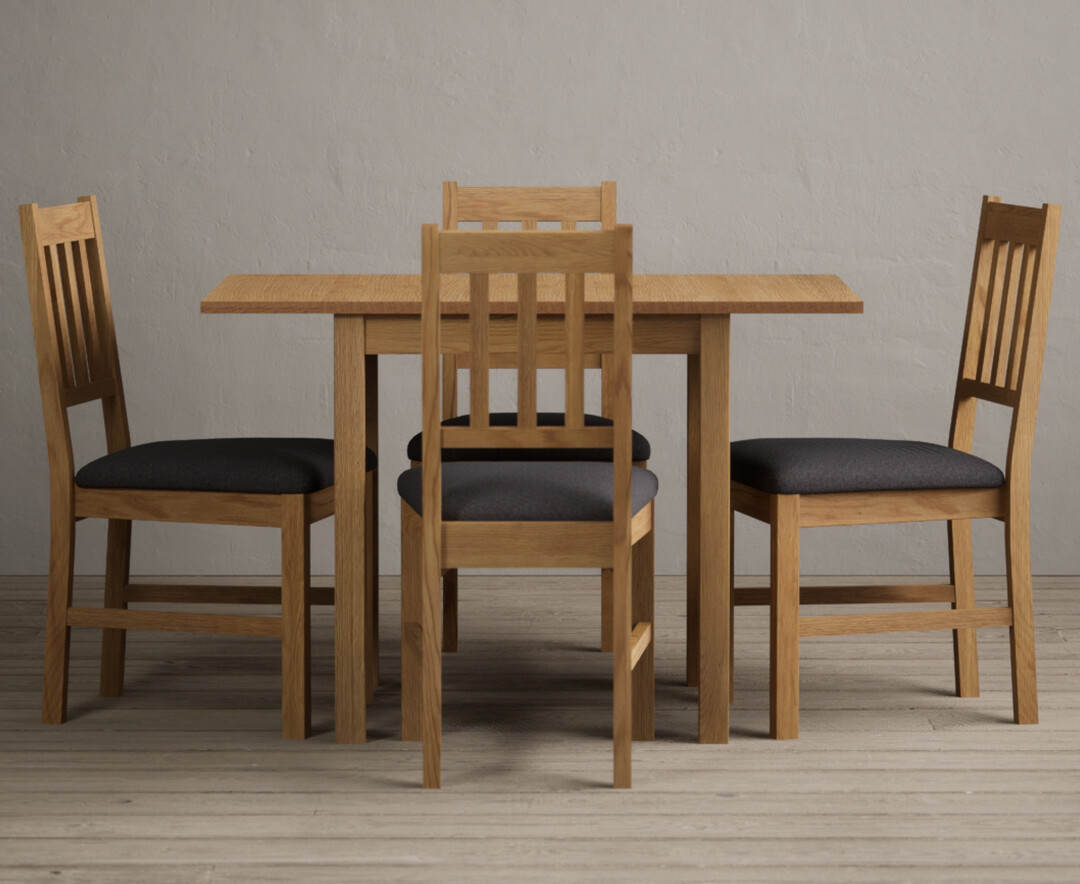 Extending York 70cm Solid Oak Drop Leaf Dining Table With 2 Blue York Chairs