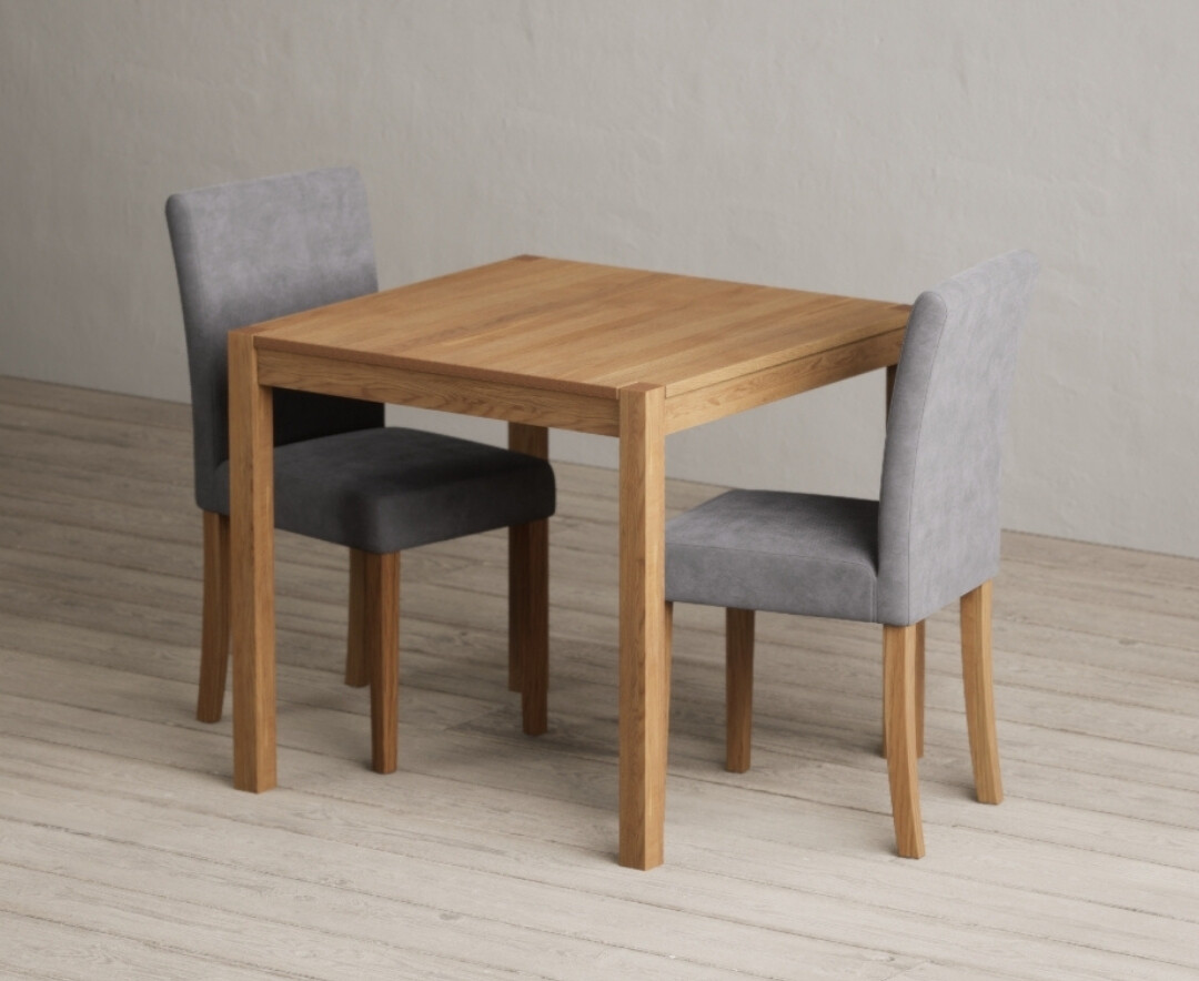 York 80cm Solid Oak Dining Table with 4 Grey Lila Chairs