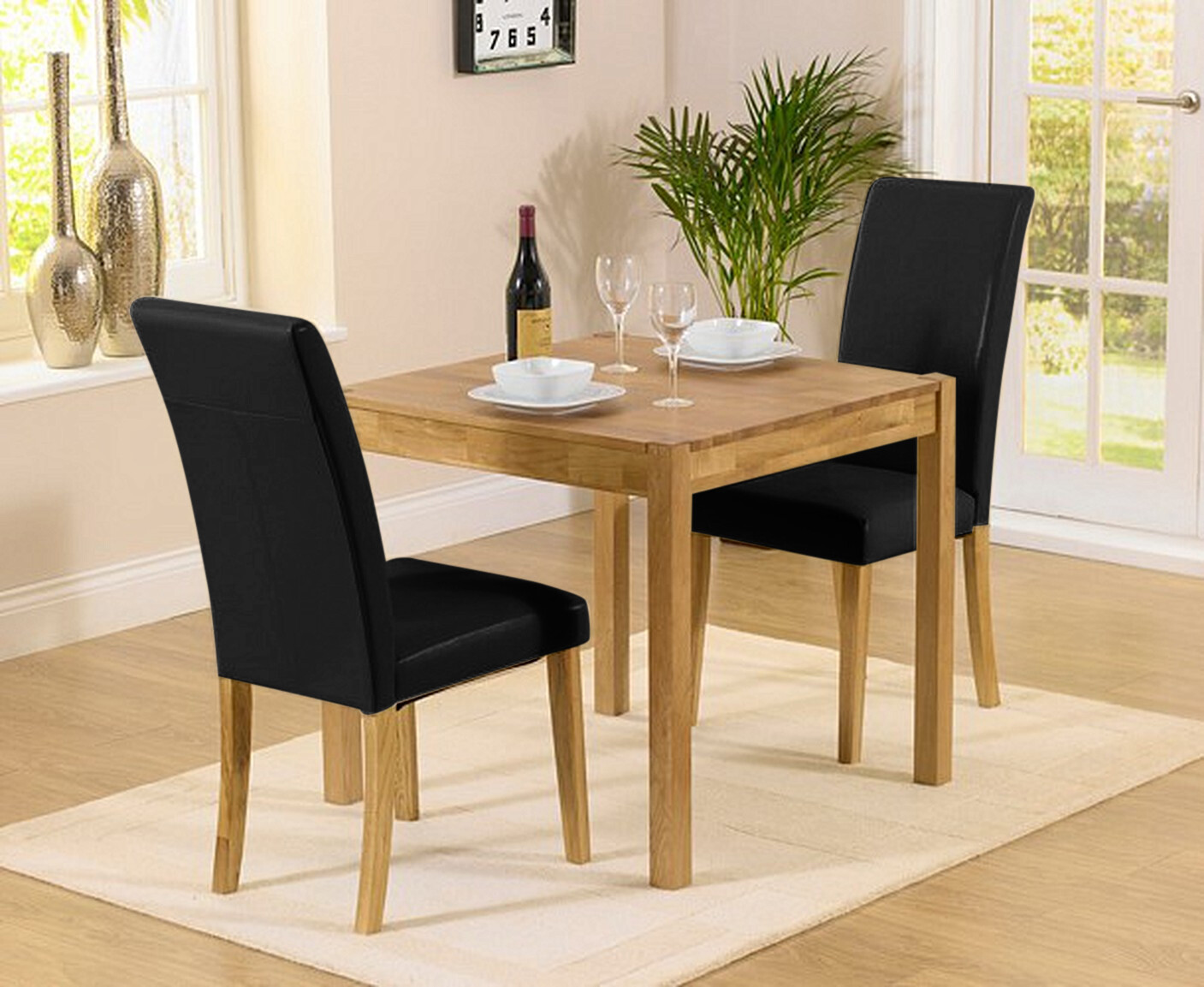 York 80cm Solid Oak Dining Table With 4 Cream Olivia Chairs