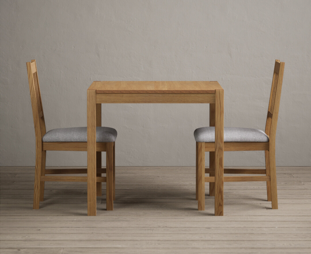 York 150cm Solid Oak Dining Table with 4 Light Grey York Chairs and 2 Oak Benches