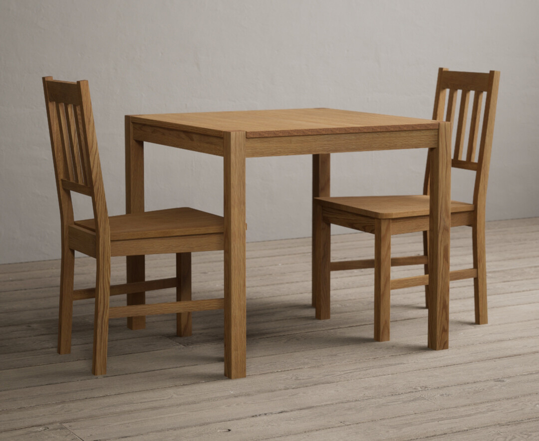 York 80cm Solid Oak Dining Table with 2 Oak York Chairs