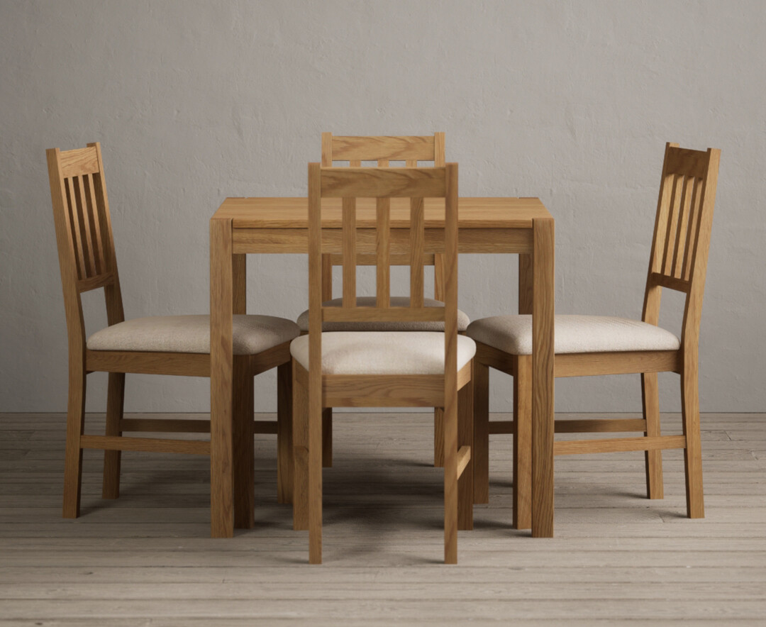 York 80cm Solid Oak Dining Table with 2 Brown York Chairs