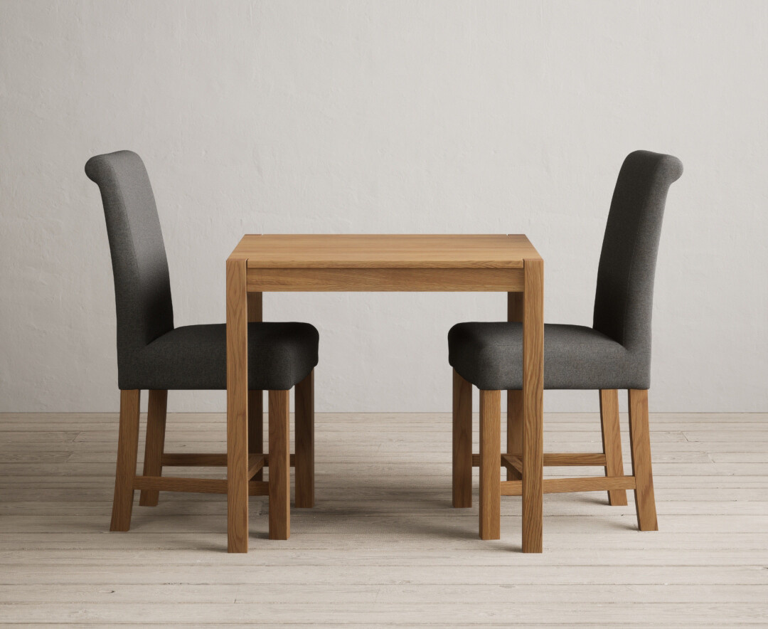 York 150cm Solid Oak Dining Table with 4 Light Grey York Chairs and 2 Oak Benches