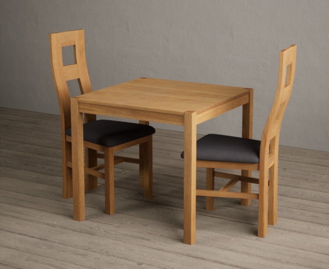 York 150cm Solid Oak Dining Table with 4 Light Grey York Chairs and 2 Oak Benches