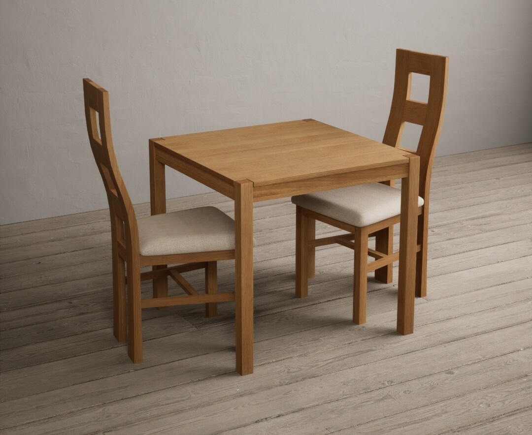 York 150cm Solid Oak Dining Table with 4 Light Grey York Chairs and 2 Oak Benches