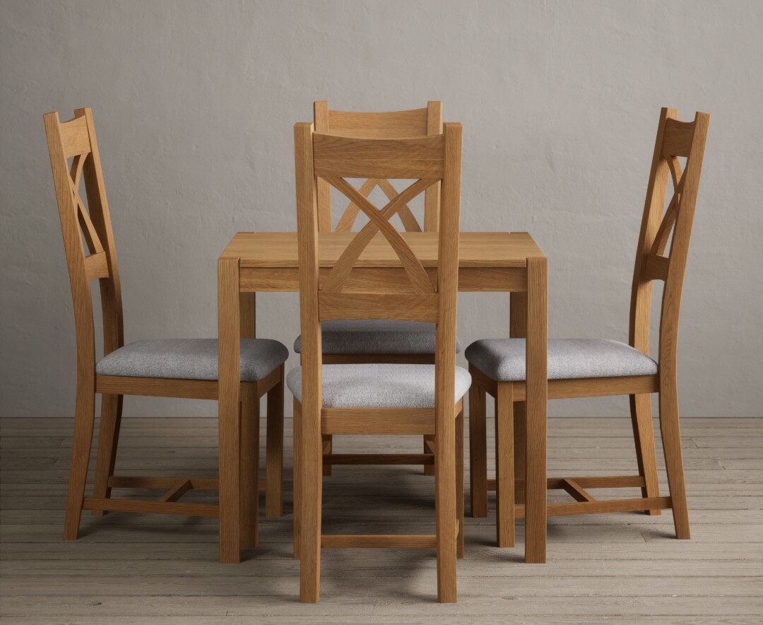 York 80cm Solid Oak Dining Table with 2 Brown Natural Solid Oak Chairs