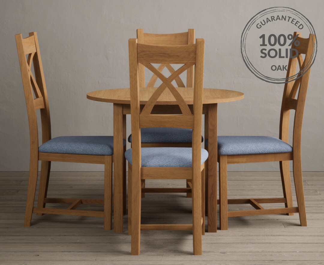 York 150cm Solid Oak Dining Table with 4 Light Grey York Chairs and 2 Oak Benches