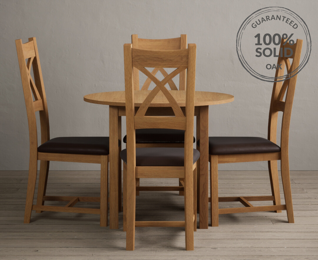York 150cm Solid Oak Dining Table with 4 Light Grey York Chairs and 2 Oak Benches