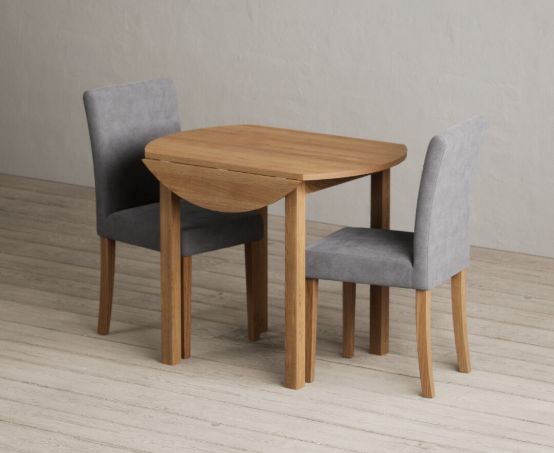 Extending York 90cm Solid Oak Dining Table with 4 Natural Lila Chairs