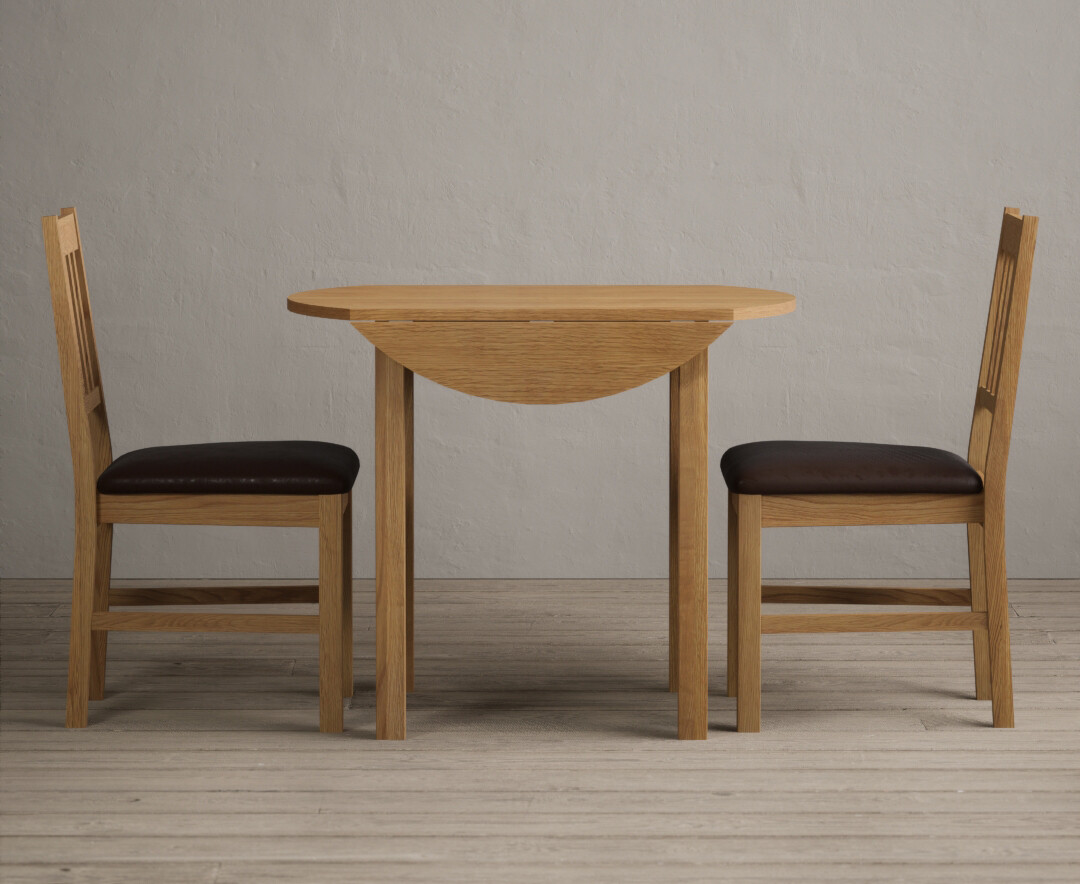 Extending York 90cm Solid Oak Dining Table with 4 Blue York Chairs