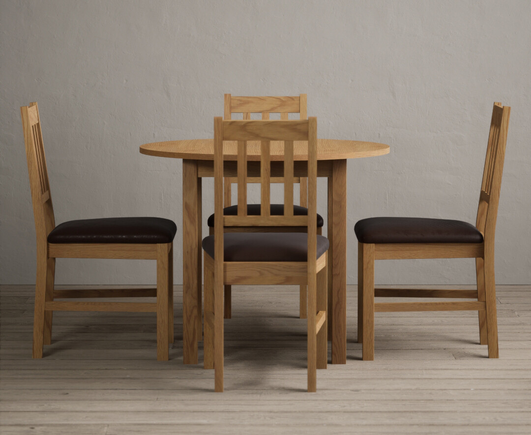 Extending York 90cm Solid Oak Dining Table with 2 Blue York Chairs