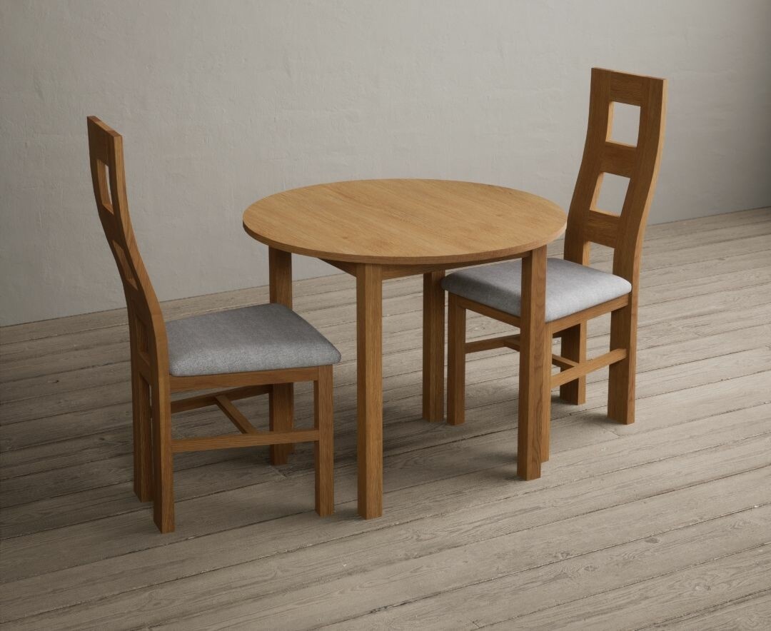 York 150cm Solid Oak Dining Table with 4 Light Grey York Chairs and 2 Oak Benches