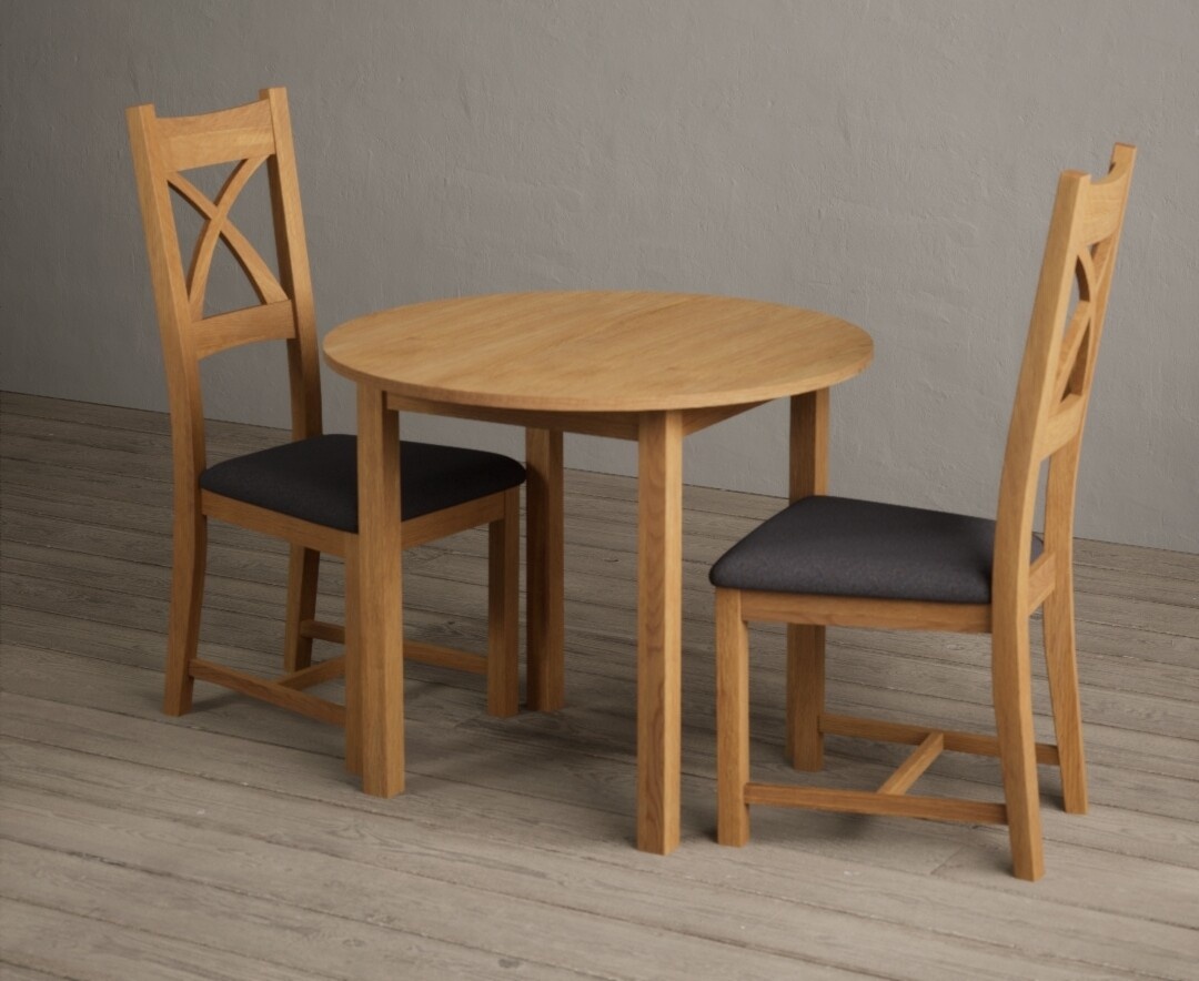 York 150cm Solid Oak Dining Table with 4 Light Grey York Chairs and 2 Oak Benches