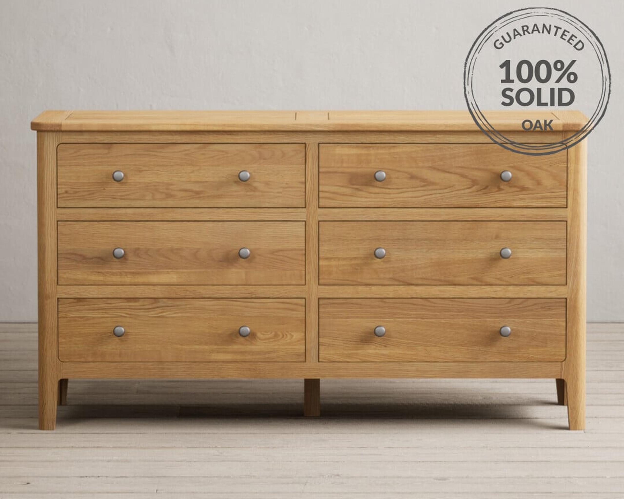 Loxton Solid Oak Wide Chest Of Drawers | Oak&More