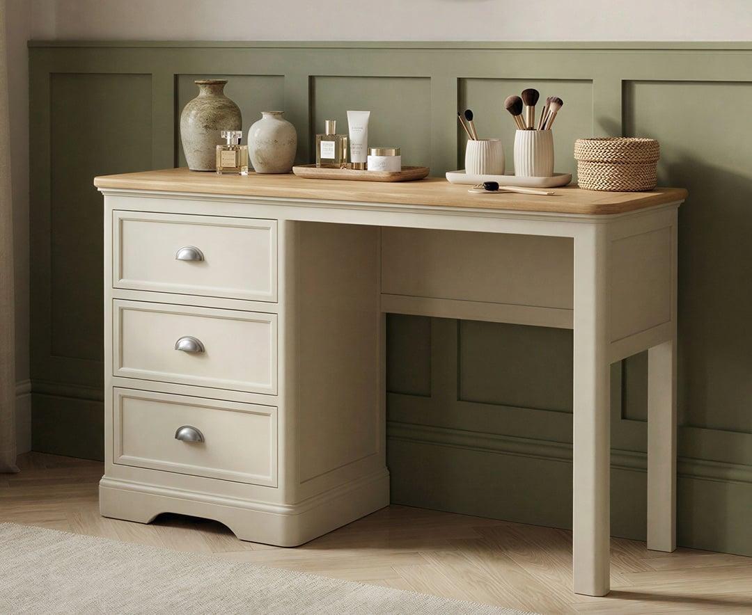 cream and oak dressing table Lancaster Dressing Table Set Cream