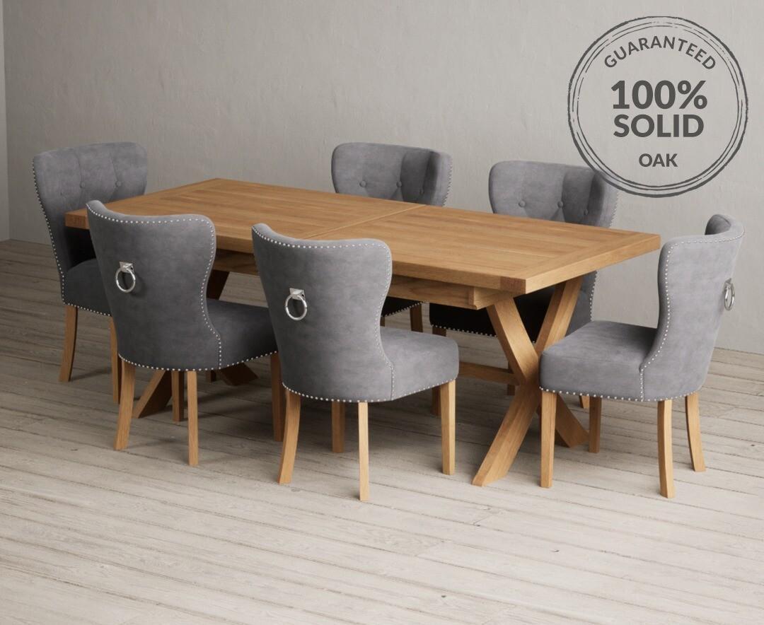 Extending Buckley 200cm Solid Oak Dining Table with Keswick Velvet