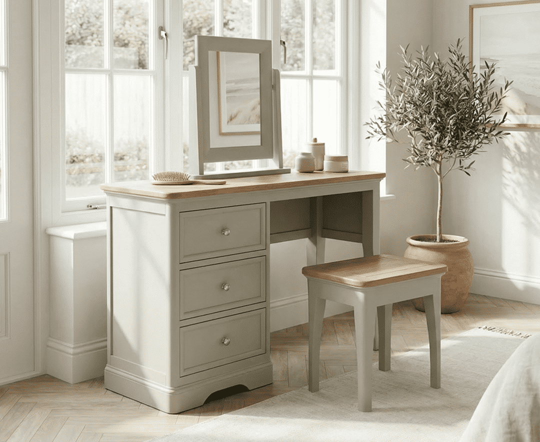 Brampton Soft Green Painted Dressing Table Set | Oak&More