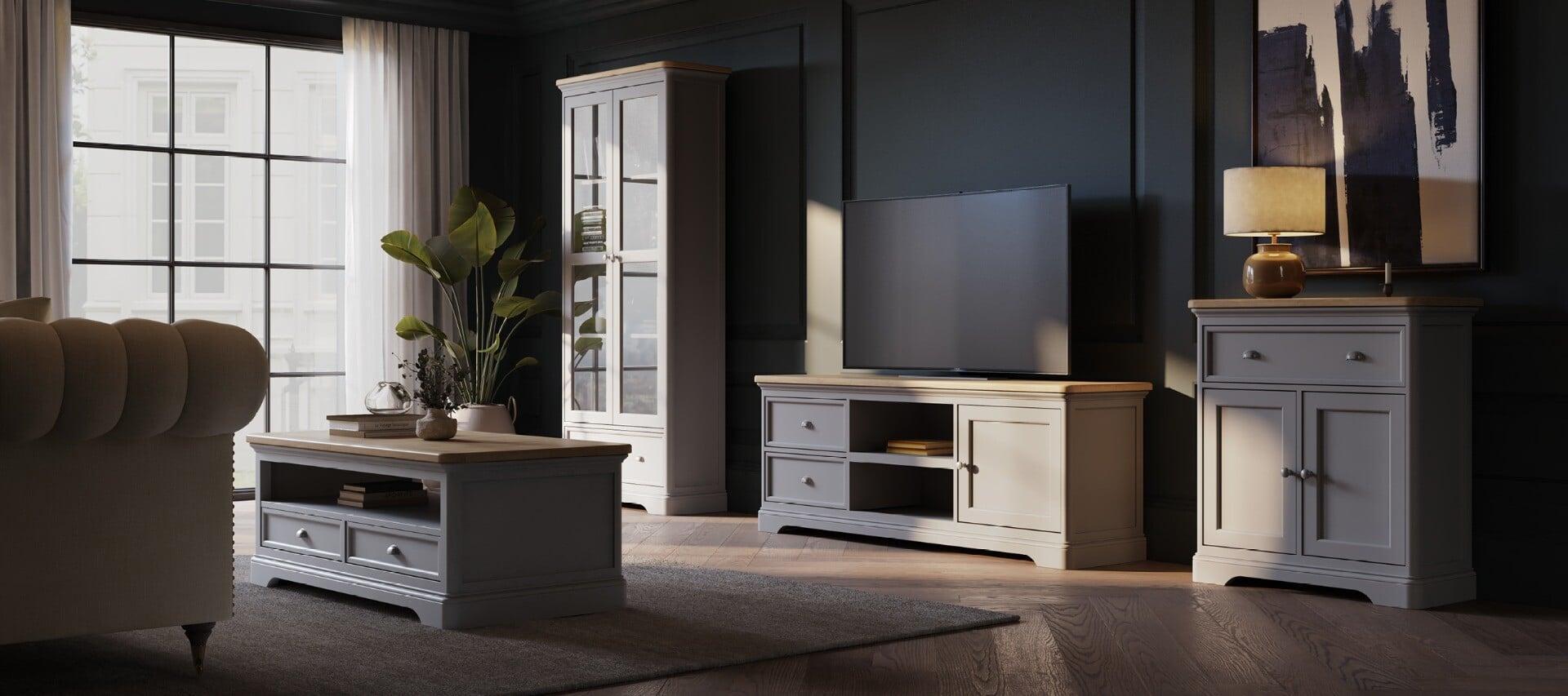 Felton Oak and Light Grey Painted Large Dresser | Oak&More