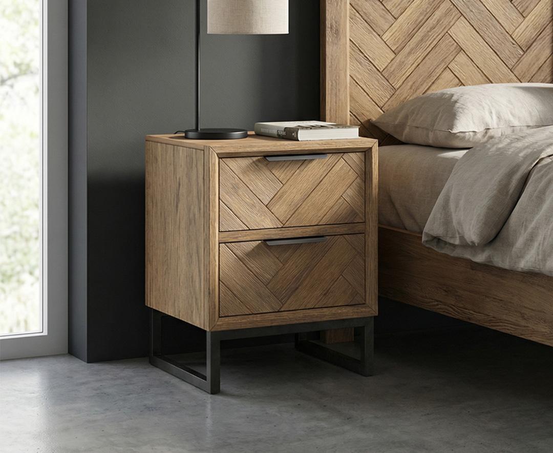 YUSAZENS Mid-Century Modern Nightstand with Drawers, Wood Bedside Table with Metal Legs, Bedroom Side Table with Storage for Living Room & Home Decor, Dark Brown