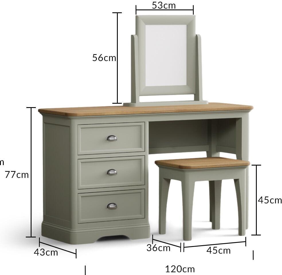 Brampton Soft Green Painted Dressing Table Set | Oak&More